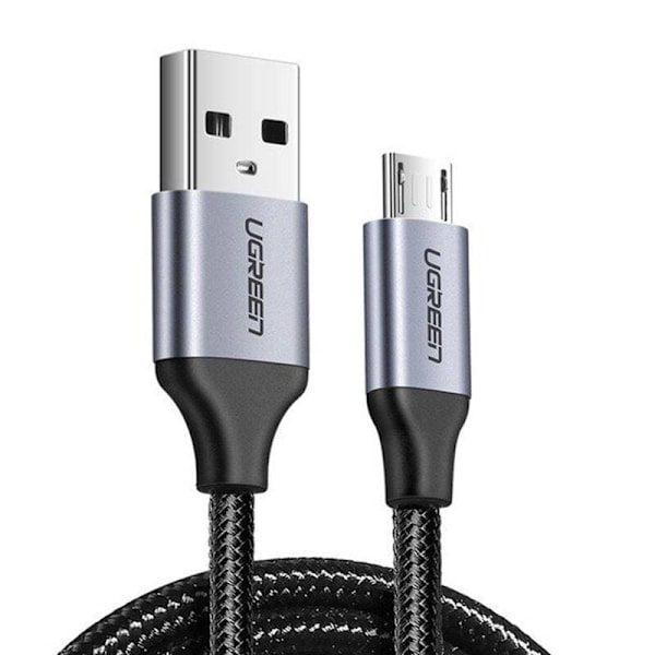 CABLU alimentare si date Ugreen, "US290", Fast Charging Data Cable pt. smartphone, USB la Micro-USB, braided, 2m, negru "60148" (timbru verde 0.08 lei
