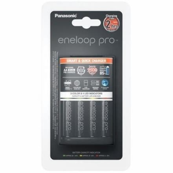 Panasonic Eneloop Pro BQ-CC55 Batteries Charger + 4 pcs R6/AA 2450 mAh Sort