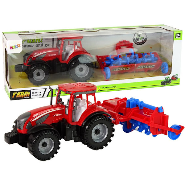 Red Tractor with Plough Friction Drive