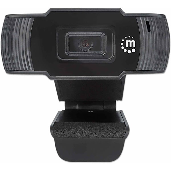 Manhattan USB Webcam, Two Megapixels (Clearance Pricing), 1080p Full HD, USB-A, Integrated Microphone, Adjustable Clip Base, 30 frame per second, Blac Sort