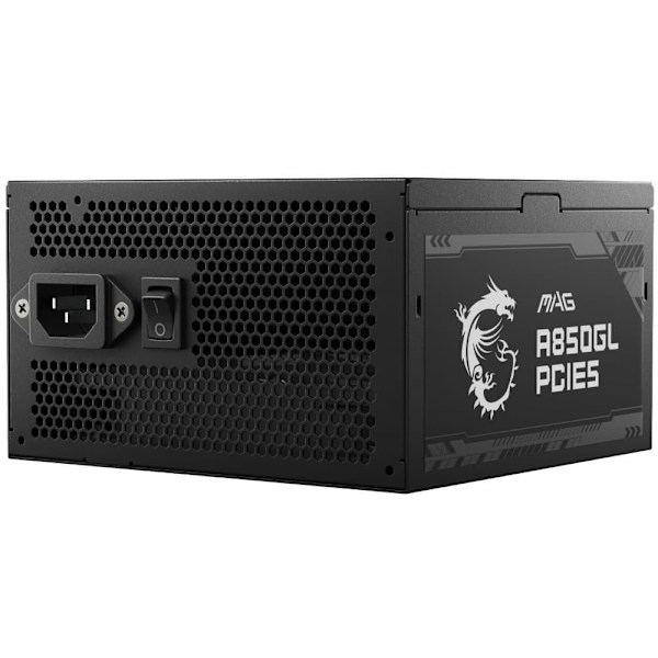 MSI MAG A850GL PCIE5, 850W, 80 Plus Gold, 120mm Fluid Dynamic Bearing Fan, Protections: OCP/OVP/OPP/OTP/SCP, Dimensions: 150mmx140mmx86mm, 7Y Warranty