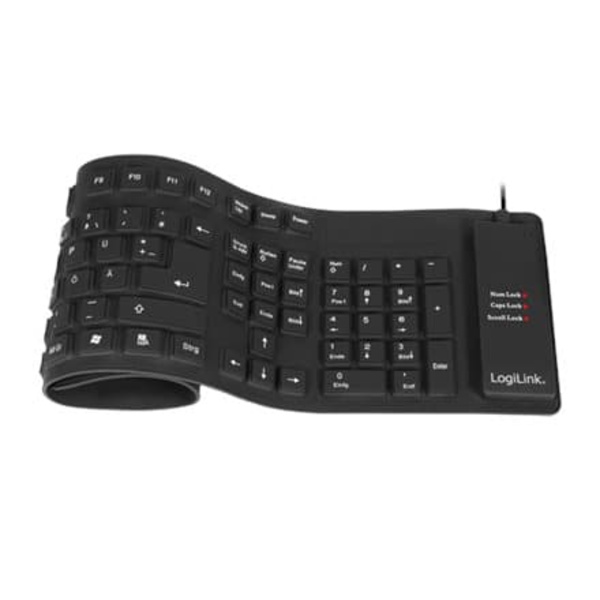 Logilink | Flexible waterproof Keyboard USB + PS/2 | ID0019A | Flexible keyboard | Wired | DE | Black