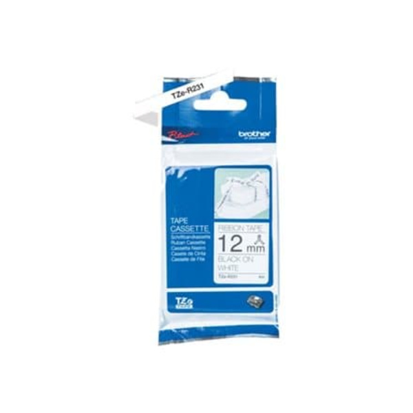 BROTHER TZe-R231 textile tape black/white 12mm/4m