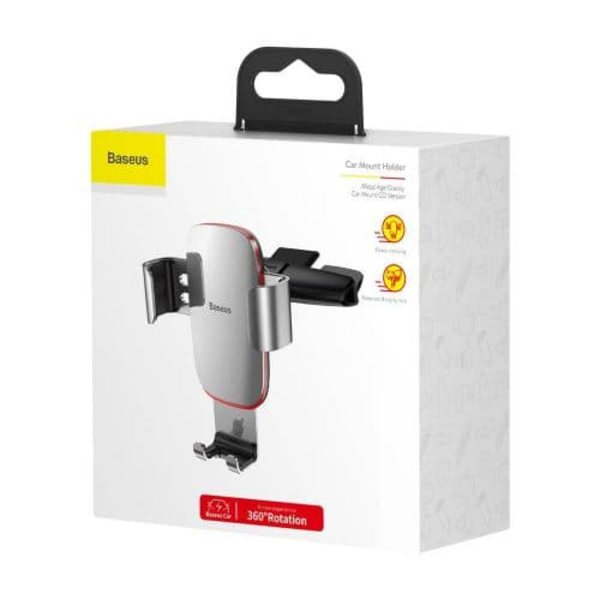 SUPORT AUTO Baseus Metal Age Gravity pt. SmartPhone, fixare in suport CD/DVD player auto, argintiu "SUYL-J0S" - 6953156291515