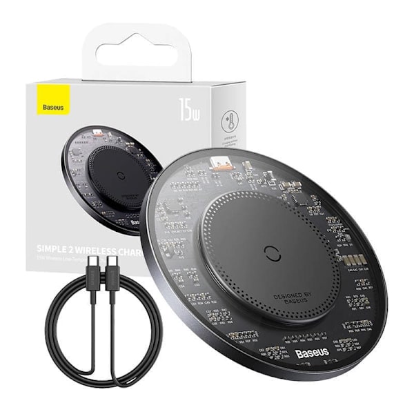 Baseus Wireless Charger BS-W530 PD 15W with Type-C cable PD 24W, 1m, Black (CCJJ050001)