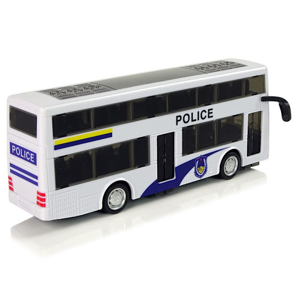 White Double-decker Police Bus with Pull Down Sound