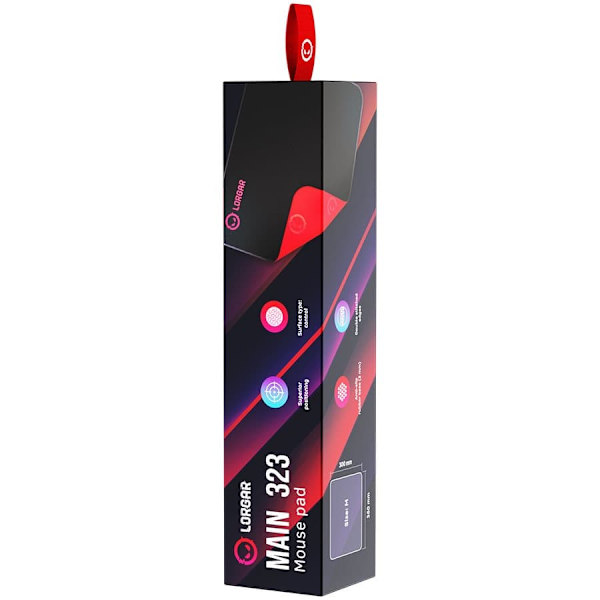 Lorgar Main 323, Gaming mouse pad, Precise control surface, Red anti-slip rubber base, size: 360mm x 300mm x 3mm, weight 0.21kg