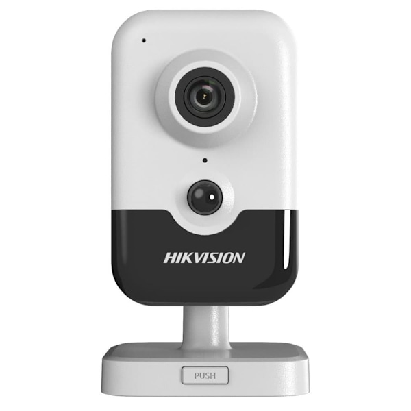 CAMERA IP Hikvision, cube pt. interior | exterior, dist. IR 30 m,  tip lentila fixa 2.8 mm, 4  Mpx, microfon, PoE, carcasa plastic, slot SD card, "DS- Sort, Hvid