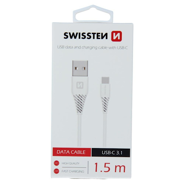 Swissten Datový Kabel Usb / Usb-C Bílý 1,5 M (7Mm)