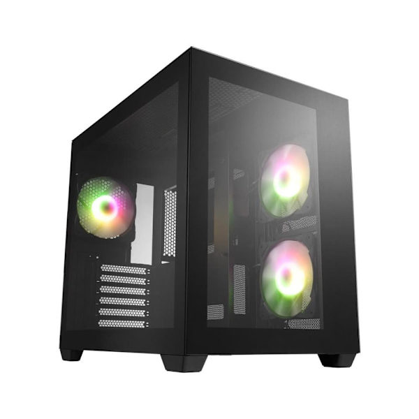 Case FSP CMT380 Black ARGB TG, ATX Mid Tower, Black Svart