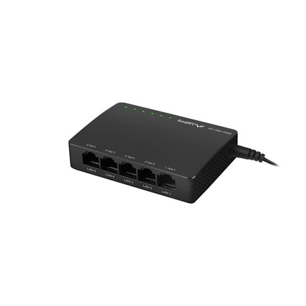 LANBERG SWITCH DSP2-1005-12V  (5-PORT, 12V, 1GB/S) Sort