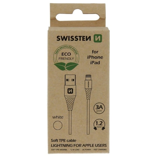 Swissten Eco Friendly Fast Charge 3A Lightning Data and Charging Cable 1.2m