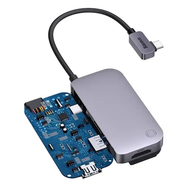 Baseus HUB for Smartphones and Tablets PadJoy 6-in-1 (USB 3.0, HDMI 2.0 4K 30Hz, Type-C female 100W, SD/TF reader, 3.5 mm Jack Socket) with Type-C out