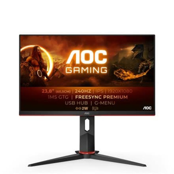 Monitor AOC 23.8" 24G2ZU/BK Svart, Röd