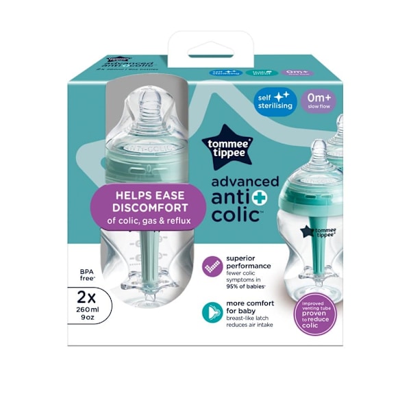 Tommee Tippee feeding bottles Advanced Anti-Colic with self sterilisation function 260ml 2pcs 42252587