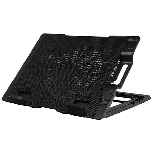 STAND Notebook Zalman "NS200", max. 17 inch, sita metal, 1xfan, 200mm, 470 - 610 RPM, USB 2.0 x 3, RPM fan ctr, cable manag, ajustabil pe inaltime 4 t Svart