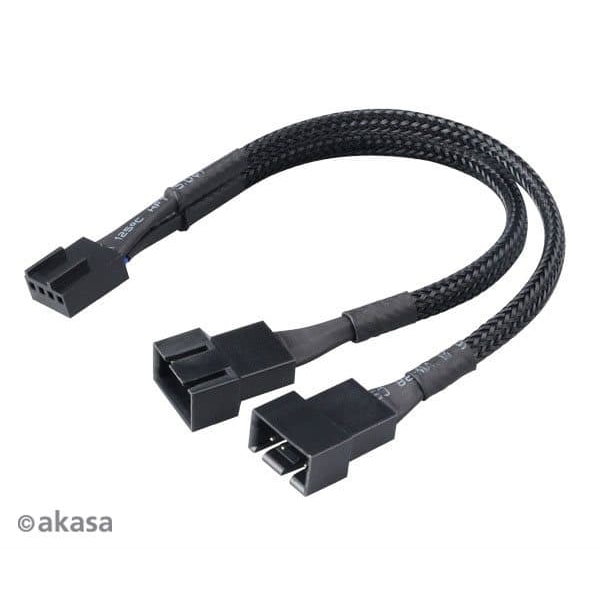 DELTACO Akasa 4-pin to 2x 4-pin fan splitter | Connection cable | Black