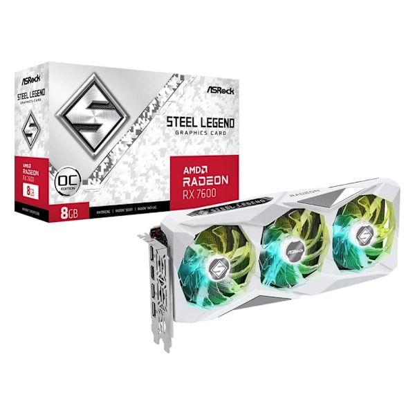 Asrock RX7600 SL 8GO graphics card AMD Radeon RX 7600 8 GB GDDR6 Hvid