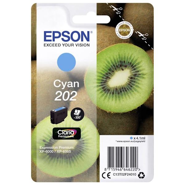 Epson inkoustová náplň/ C13T02F24010/ 202 Claria Premium ax / Expression Premium XP-6000/ 4,1ml/ azurová