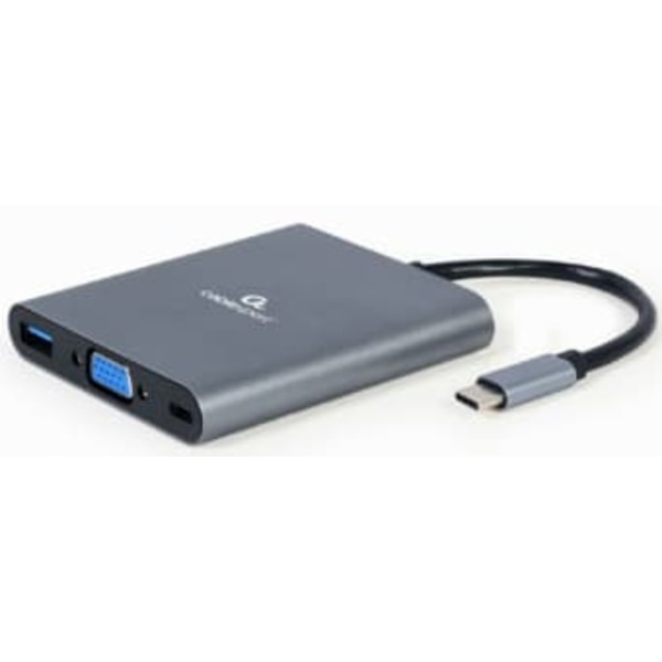 Gembird USB Type-C 6-in-1 multi-port Adapter + Card Reader Space Grey