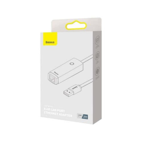 ADAPTOR RETEA Baseus Lite, USB 2.0 to RJ-45 Gigabit LAN Adapter, metalic, LED, gri "WKQX000113" (timbru verde 0.18 lei)  - 6932172606077