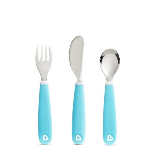 MUNCHKIN Splash Fork Knife Spoon-Blu, 3pcs, 9025301