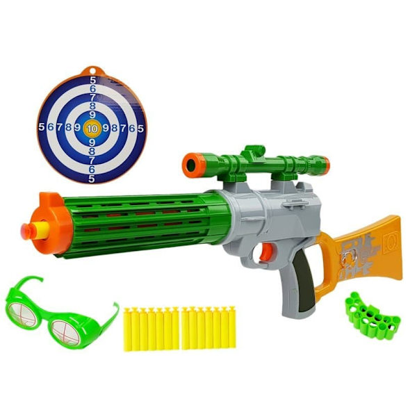 Foam Cartridge Rifle with target for shooting Grey