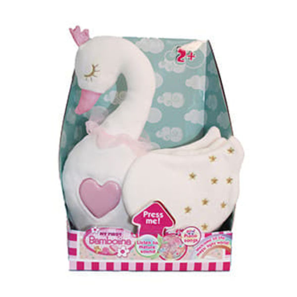 BAMBOLINA plush swan with light and classic music, BD2018