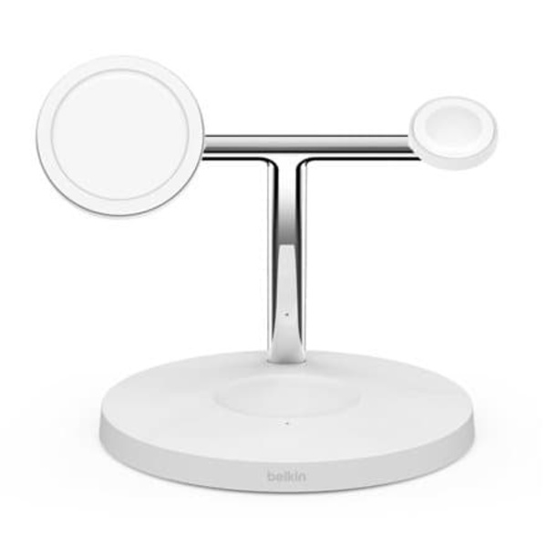 Belkin | Pro MagSafe 3in1 Wireless Charging Stand + AC Power Adapter | BOOST CHARGE Hvid