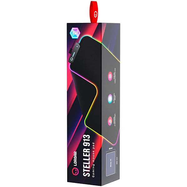 Lorgar Steller 913, Gaming mouse pad, High-speed surface, anti-slip rubber base, RGB backlight, USB connection, Lorgar WP Gameware support, size: 360m