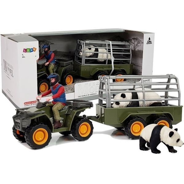 Quad with a Trailer Transporter Figurines Panda