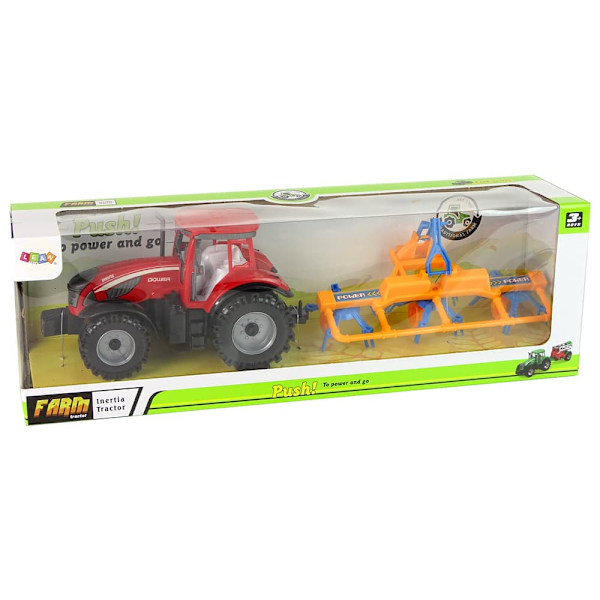 Red Tractor with Rake Friction Drive