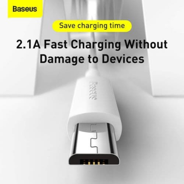 Baseus Simple Wisdom Data Cable Kit USB to Micro 2.1A (2PCS/Set) 1.5m White
