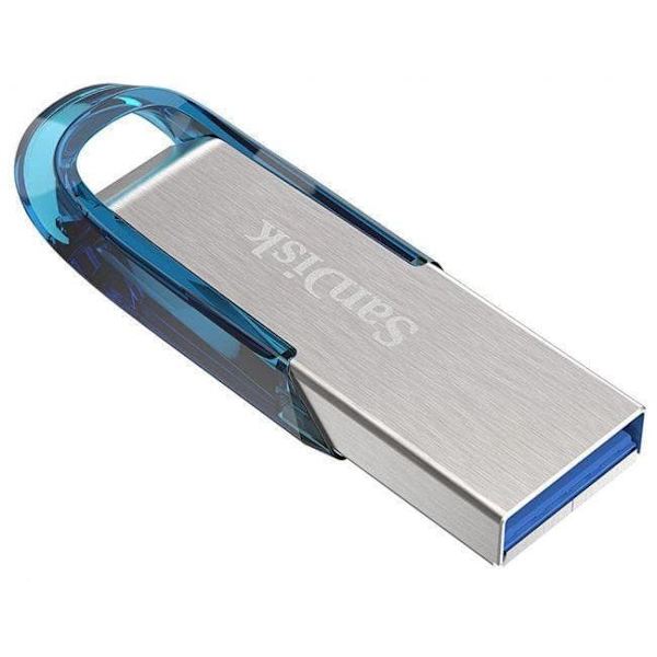 SanDisk Ultra Flair USB flash drive 128 GB USB Type-A 3.2 Gen 1 (3.1 Gen 1) Blue, Silver Sininen, Hopea
