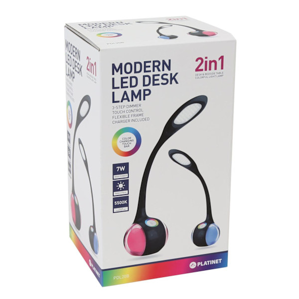 Platinet desk lamp PDL20 7W 2in1, black (43735)