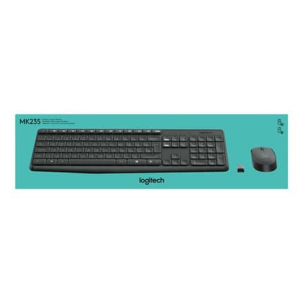 Logitech MK235 keyboard Mouse included USB QWERTY US International Grey