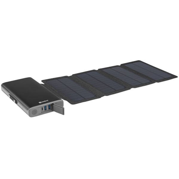 SANDBERG Solar 4-Panel Powerbank 25000 Svart