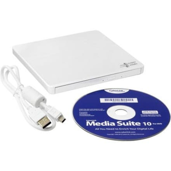 H.L Data Storage | Ultra Slim Portable DVD-Writer | GP60NW60 | Interface USB 2.0 | DVD±R/RW | CD read speed 24 x | CD write speed 24 x | White | Deskt