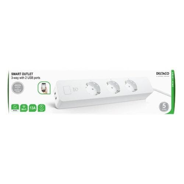 Branch Socket DELTACO SMART HOME 3xCEE 7/4, USB-A 2A, white / SH-P03USB2
