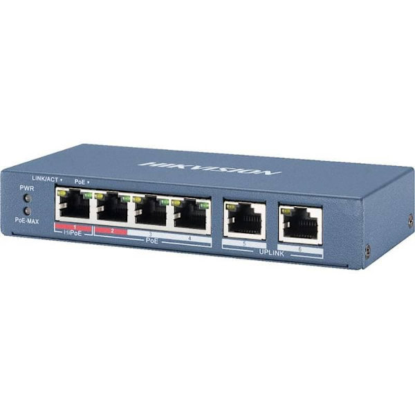 Hikvision DS-3E1106HP-EI network switch Managed Fast Ethernet (10/100) Power over Ethernet (PoE) Grey Grå
