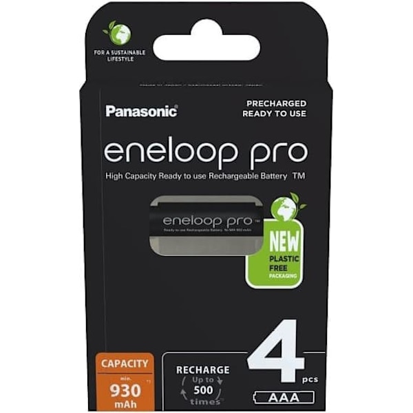 Rechargeable batteries PANASONIC ENELOOP PRO AAA 930 mAh 4 szt (BK-4HCDE/4CP)