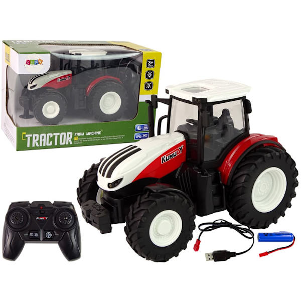 Agricultural Tractor 1:24 Remote Controlled R/C Pilot Farm White Red