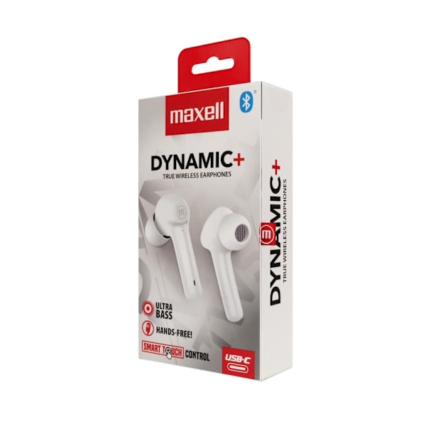 Maxell Dynamic+ wireless headphones with charging case Bluetooth white