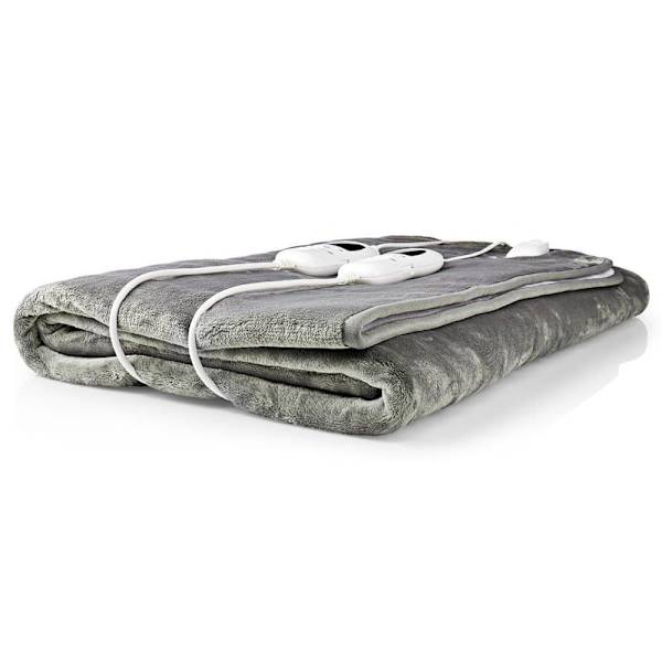Nedis PEBL130CWT2 electric blanket 120 W Grey, White Fleece, Polyester