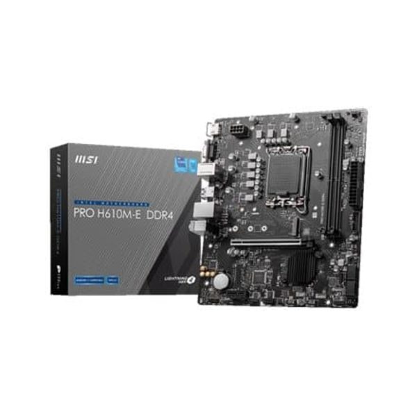 MSI PRO H610M-E DDR4, Micro-ATX, Socket 1700, Dual Channel DDR4 3200(OC)MHz, 1x PCIe x16 slots, 1x M.2 slots, 1x HDMI, 1 x VGA, 2x USB 3.2 Gen 1, 4x U