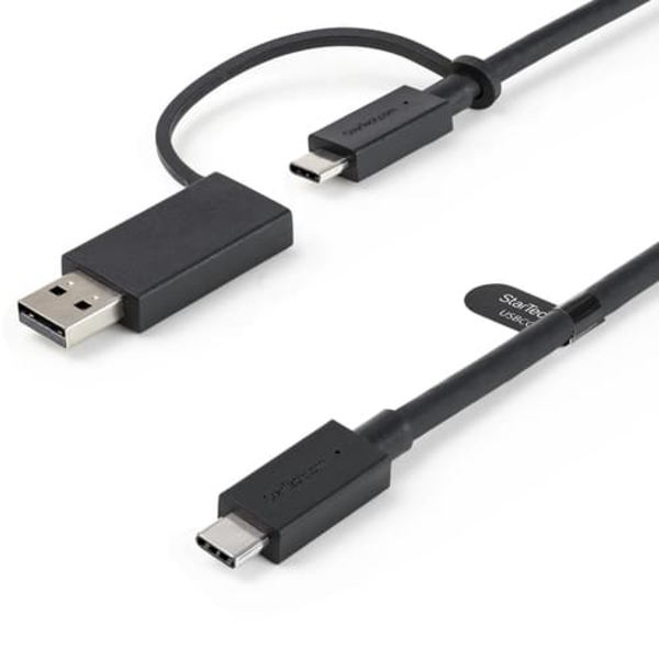 StarTech.com 3ft (1m) USB C Cable w/ USB-A Adapter Dongle, Hybrid 2-in-1 USB C Cable w/ USB-A | USB-C to USB-C (10Gbps/100W PD), USB-A to USB-C (5Gbps