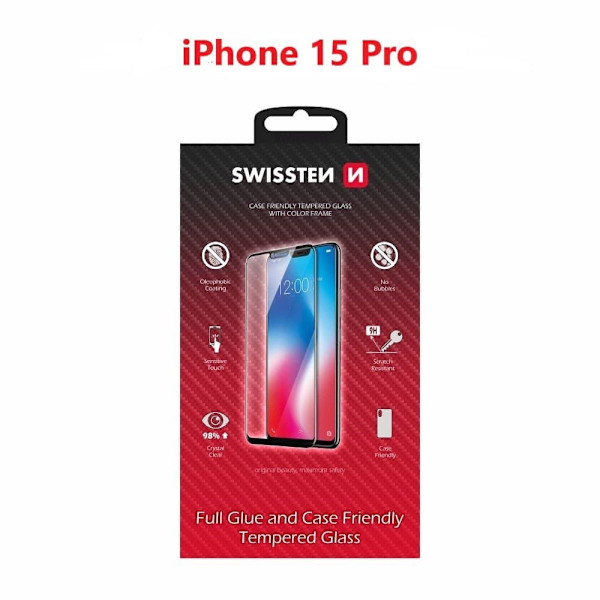 Swissten Full Face Tempered Glass for Apple iPhone 15 Pro