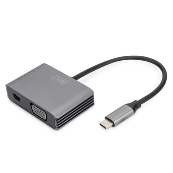 DIGITUS Graphics Adapter DA-70825 - USB-C to VGA / Mini DisplayPort - 20 cm Grå