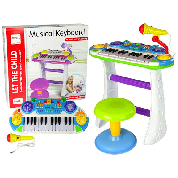 Organ Keyboard Chair Microphone Blue
