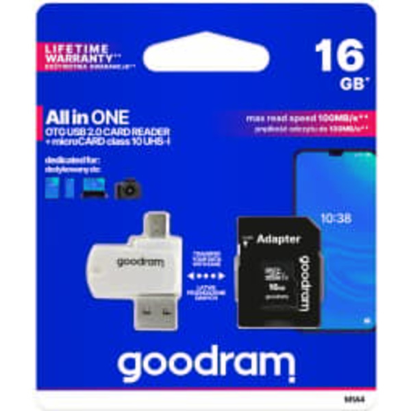Goodram M1A4-0160R12 memory card 16 GB MicroSDHC Class 10 UHS-I